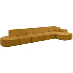 ECKSOFA Ottomane Rechts LIVO-L3 - 422x173x79,5 cm Senfgelb