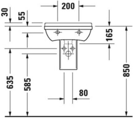Duravit Handwaschbecken Starck 3 45x32cm, m HL, ÜL, Hahnlochbank, weiß (0750450000)