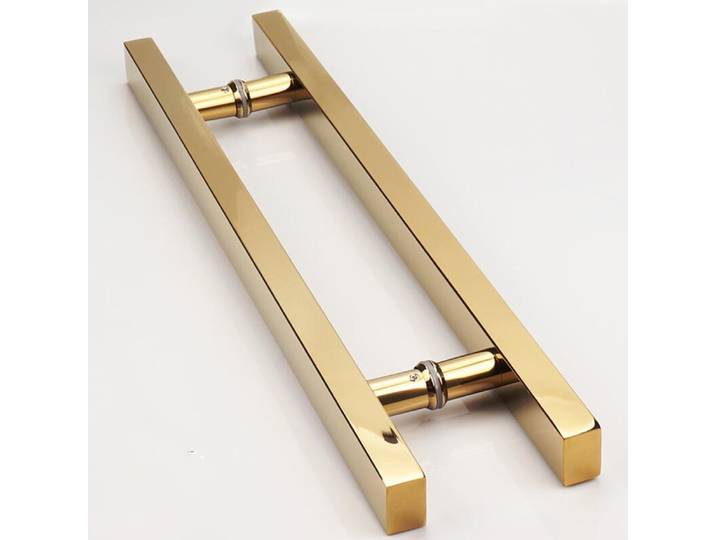 Poignée de porte en acier inoxydable épaissi, or brillant, or rose brillant, pour porte en verre, poignée poussoir-tiroir, tube carré (XYLS-011)