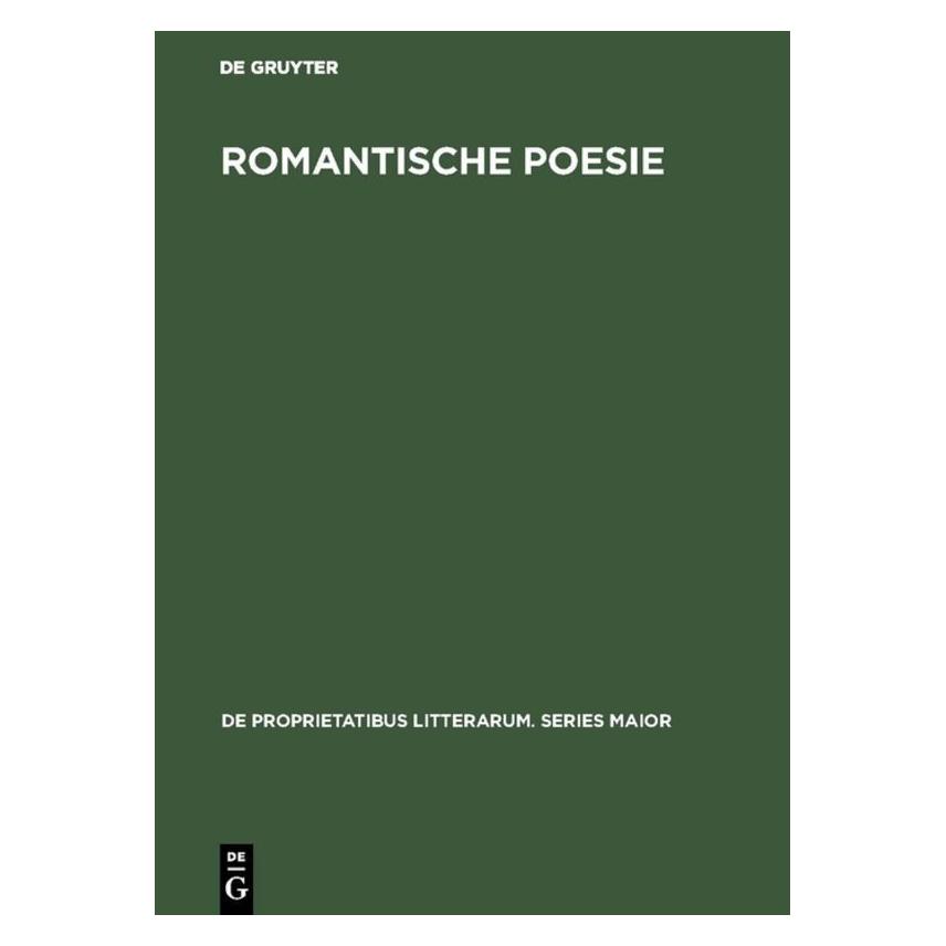 De Gruyter Romantische Poesie (Deutsch, Hardcover) (71876694)