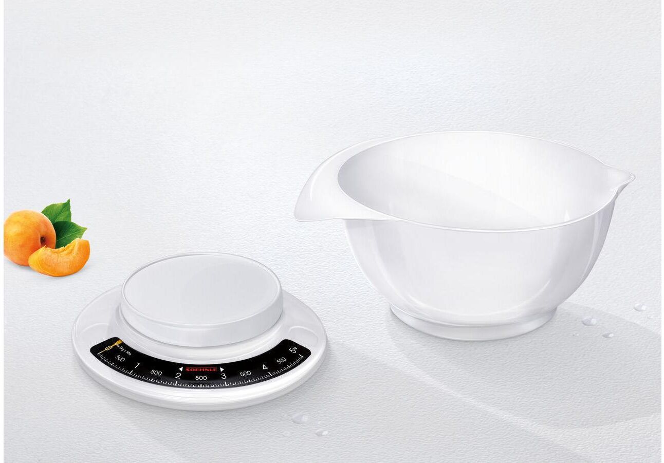 Küchenwaage SOEHNLE "Küchenwaage analog Culina Pro", weiss (weiß), B:26,5cm H:18cm, Kunststoff, Küchenwaagen, Küchenwaage weiß Einheitsgröße