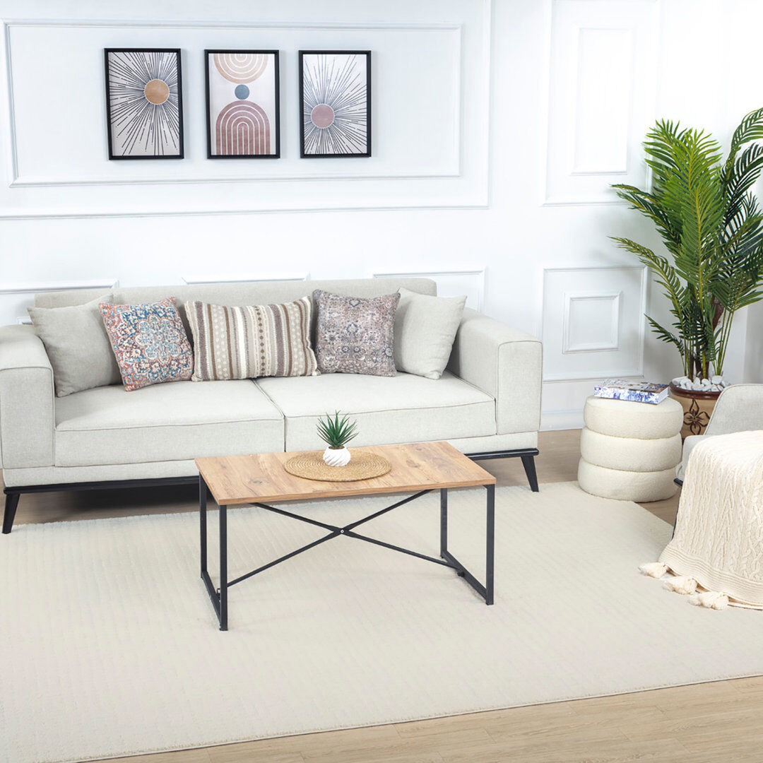 17 Stories Rectangle Abstract Area Rug Ivory Rectangle 160 x 213cm