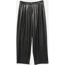 Wide-Leg Kunstlederhose Schwarz 36