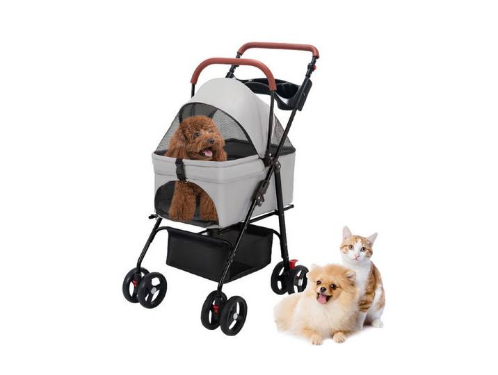 Rutaqian Rollwagen Kinderwagen für Haustiere, Welpenkinderwagen mit 4 Rädern