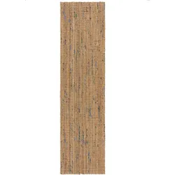 JUTETEPPICH handgewebt ERME, in Naturjute, Natur-Blau, 60 x 300 cm