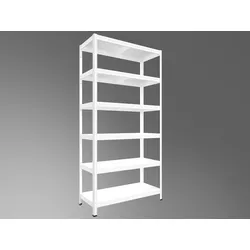 Steckregal Biedrax 40 x 80 x 180 cm, Weiß, 6 Stahlböden, Fachlast 100 kg pro Fachboden