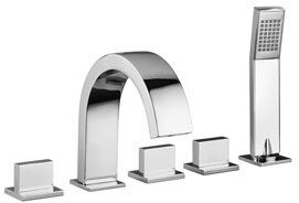 Paffoni Bateria wannowa 5-elementowa Level Piatta chrom LEP044CR