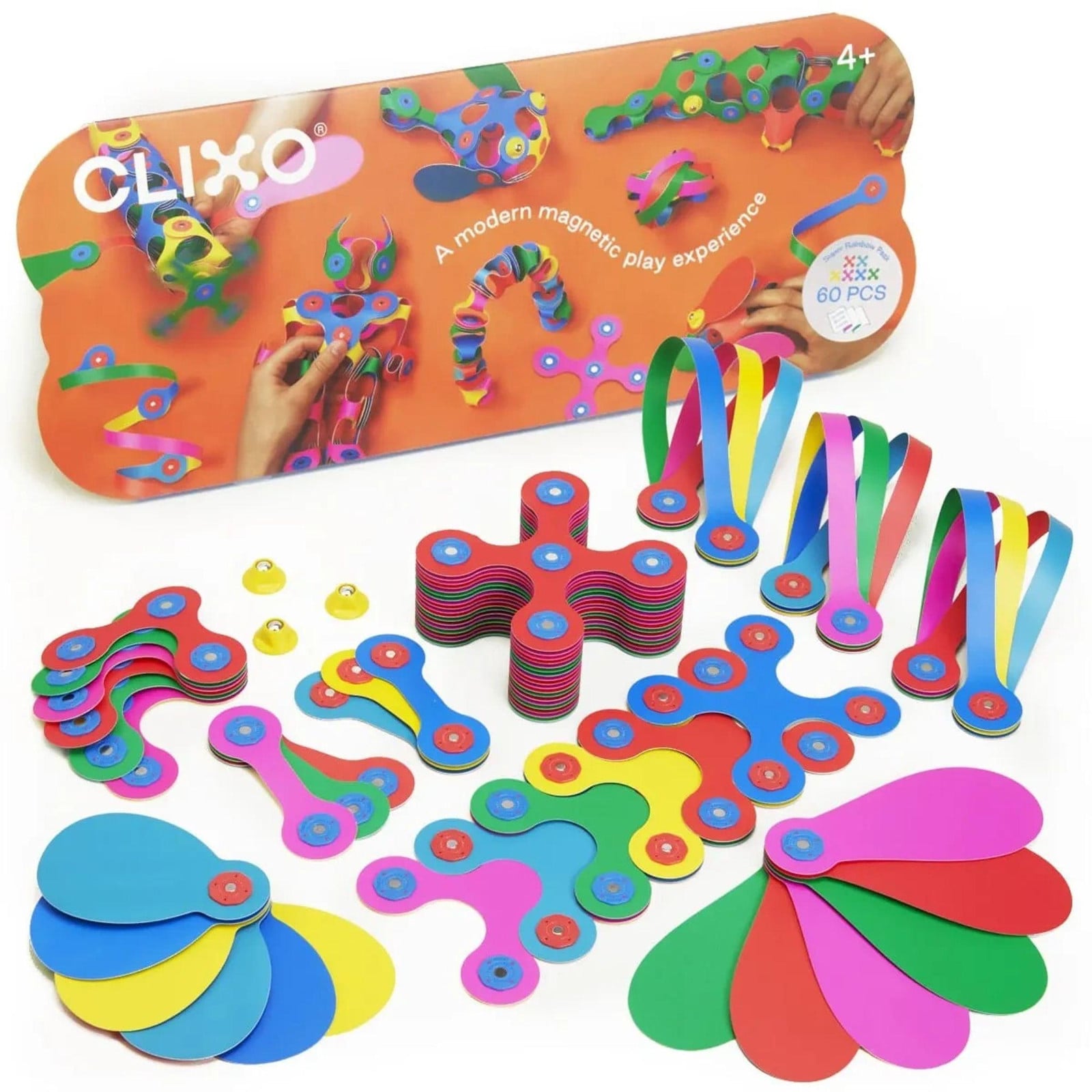 Clixo magnetisch constructiespeelgoed - Super Regenboog (60 onderdelen)