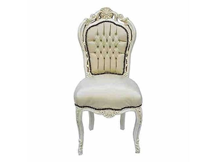 Casa Padrino Barock Esszimmer Stuhl Creme/Creme Lederoptik