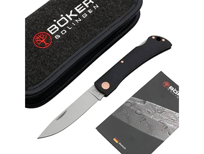 Böker Manufaktur Solingen Taschenmesser Rangebuster Black Copper - Messer aus eisgehärtetem Stahl - Griffmaterial aus schwarzem Canvas Micarta - liegt angenehm in der Hand