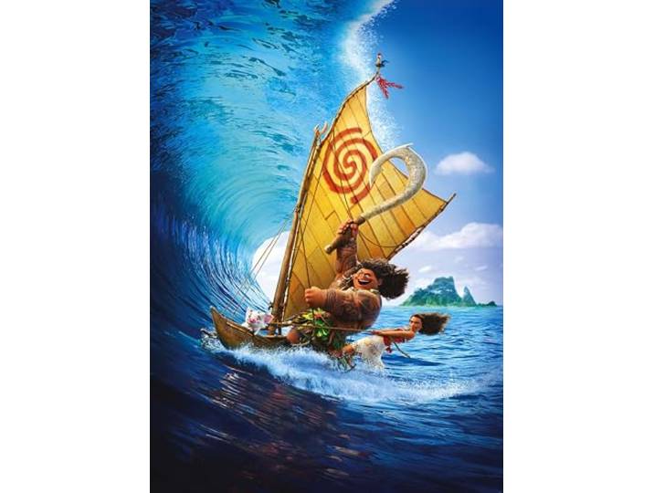Komar Disney Vlies Fototapete - Moana Ride the Wave - Größe: 200 x 280 cm (Breite x Höhe) - Vaiana, Maui, Kinderzimmer, Tapete - IADX4-010
