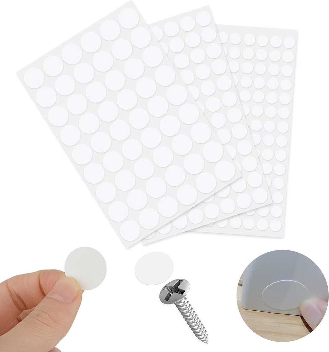 290 stuks Witte Zelfklevende PVC Schroefdoppen voor het Afdekken van Gaten in Meubels