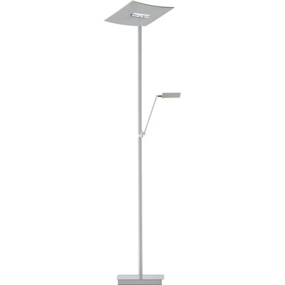 LED Stehlampe "MODENA X", silber (nickelfarben matt, chromfarben abgesetzt), 2, H: 180cm, 1 Stk.,mit Lesearm, HELL HÖLLISCH GUTES LICHT, Leuchten, Tastdimmer, LED Stehlampe