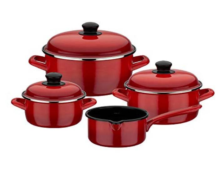 GSW Red Shadow 190114 Batterie de cuisine 7 pièces en acier émaillé