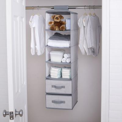 Delta Children 6 Shelf Storage with 2 Drawers, Cool Grey