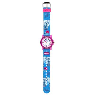 Quarzuhr SCOUT "The It-Collection", blau (blau, rosa, weiß, weiß), Armbanduhren, Kinder, rosa, Quarzuhr, Armbanduhr, Kinderuhr, Lernuhr,Geschenkidee, Schulanfang,Mädchen,Pferd