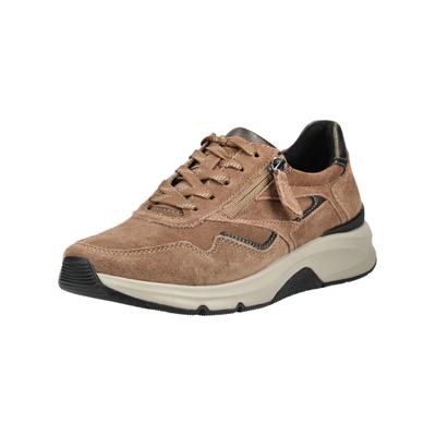 Sneaker GABOR "Gabor Sneaker Veloursleder", Damen, Gr. 37,5, Leder, braun (nut), Veloursleder, Schuhe Sneaker