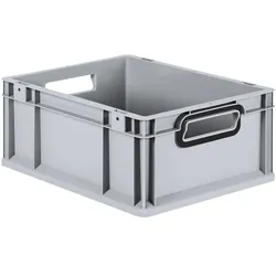 Proregal Eurobox NextGen Color, HxBxT 17x30x40cm, 16 Liter, Griffe schwarz offen, Grau, Eurobehälter, Transportbehälter