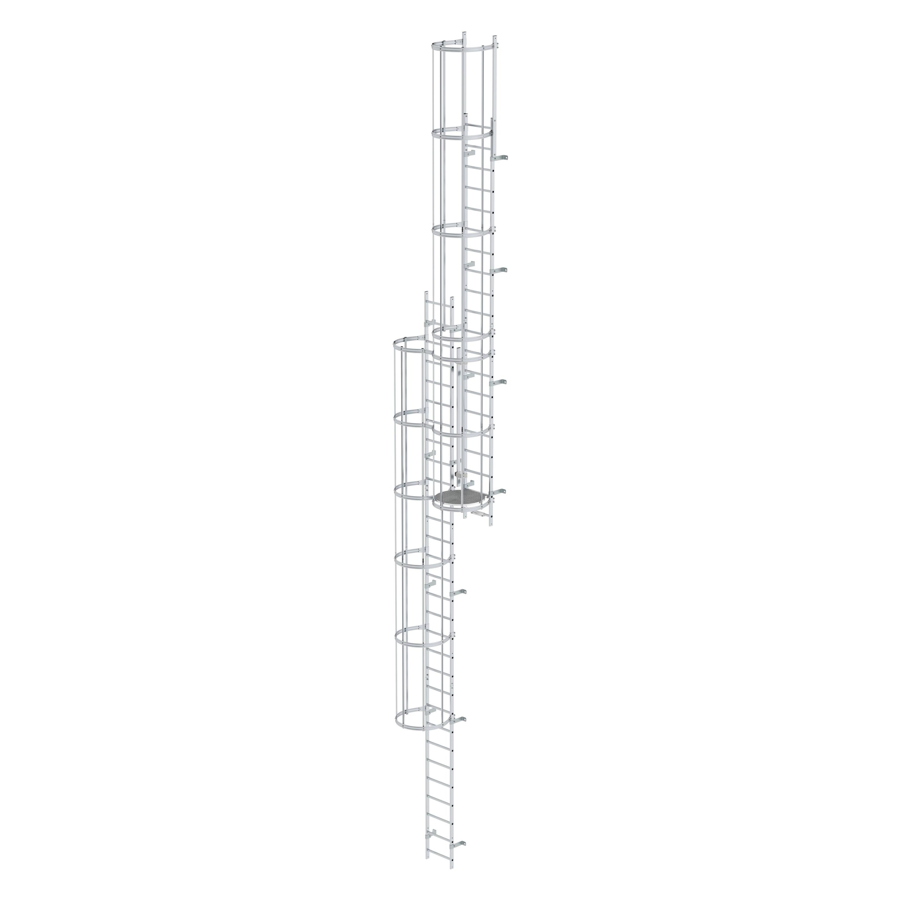 Munk Mehrzügige Steigleiter mit Rückenschutz (Maschinen) Aluminium blank 12,12m (Mehrzweckleiter) (510231)