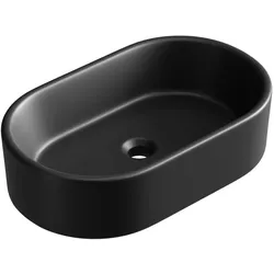 Planetmöbel Aufsatzwaschbecken 55 cm Matt Schwarz Keramik oval