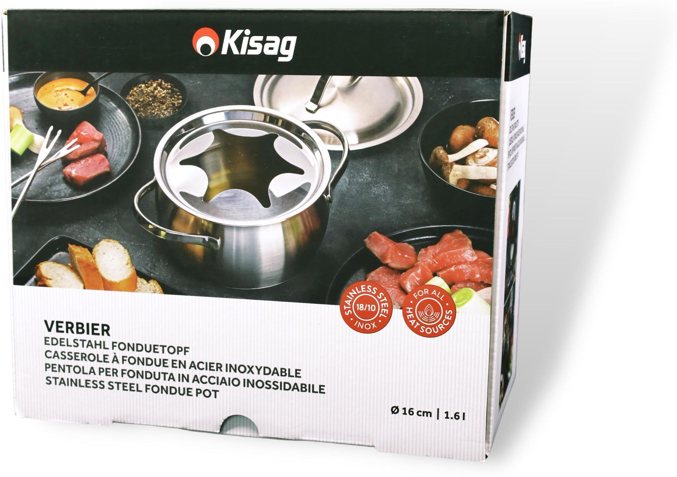 Fondue "Kisag edelstahl Fondue Topf Verbier", silber (silberfarben), Ø:16cm, Fondues, Fondue silberfarben Einheitsgröße