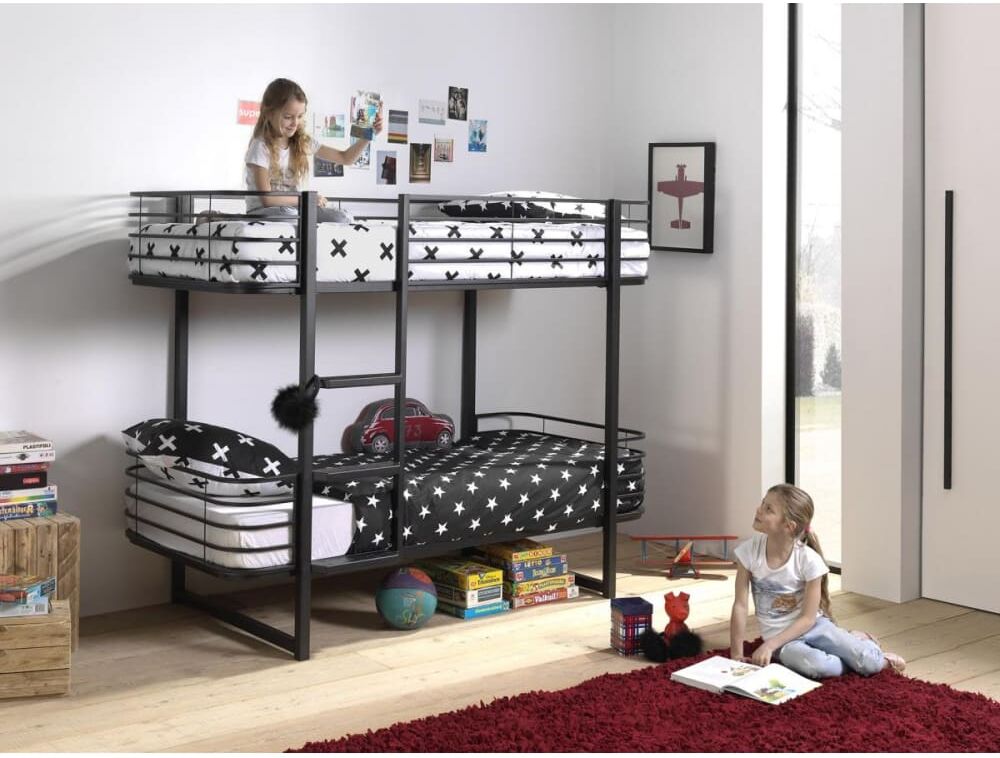 Vipack oscar lits superposés 90x200cm noir Noir 205x166x104cm