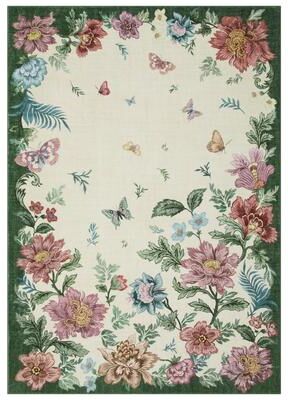 Garvee Washable Floral Butterfly Pattern Area Rug,Low Pile Rug,Green