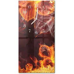 WANDUHR aus Glas 30x60 cm - Blumen des Feuers