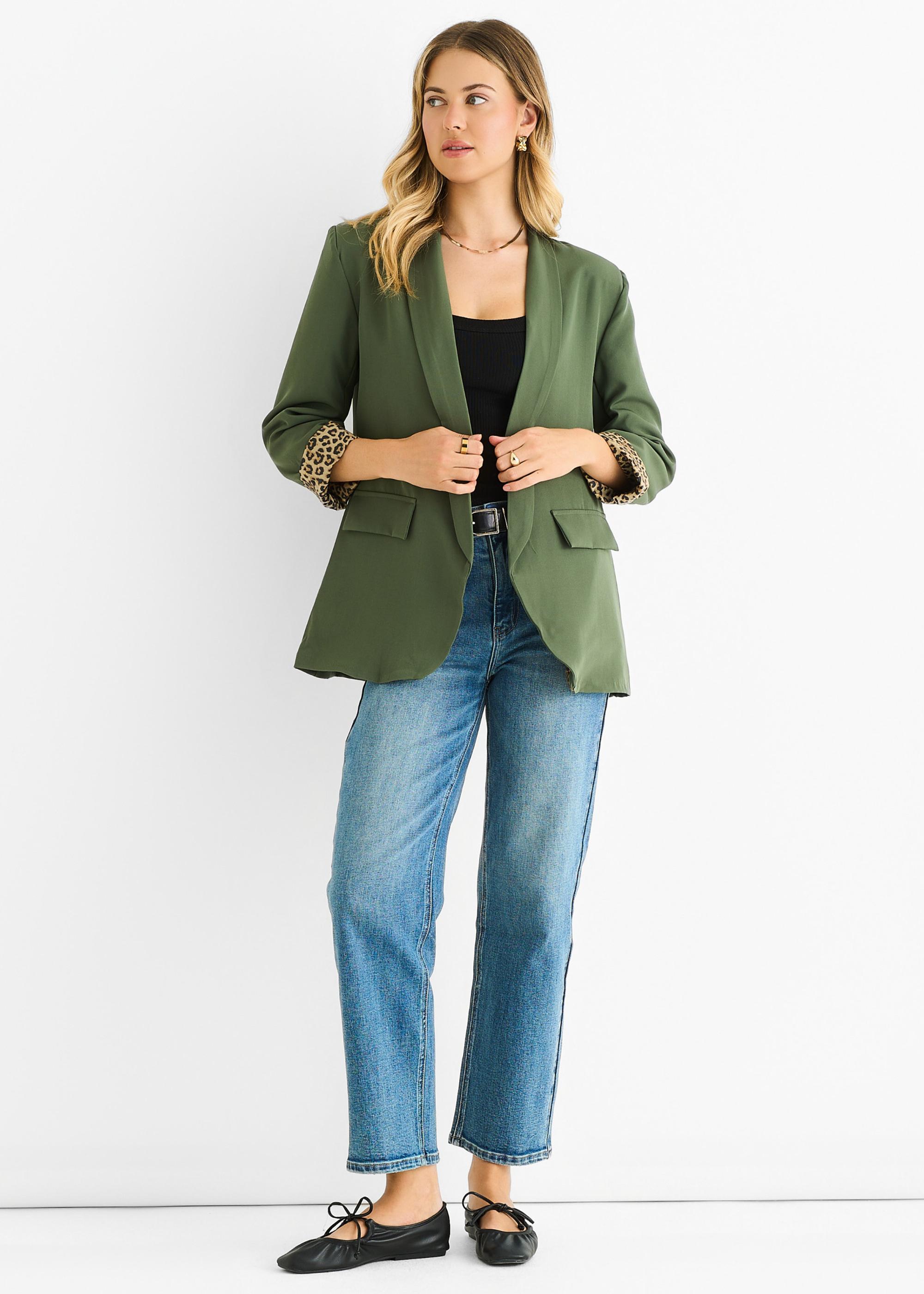 Contrast Animal Edge to Edge Blazer