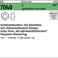 Sechskantmutter ISO 7040 Klemmteil M8 8 galv.verz. brauner Ring 1000St.
