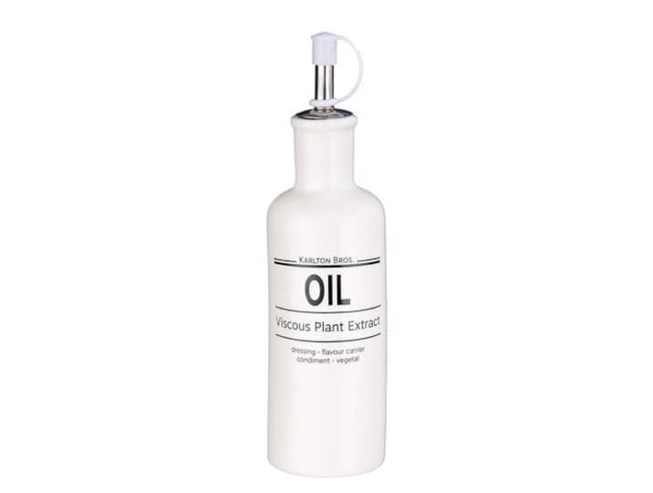 BUTLERS Ölflasche 0,24l Porzellan - KARLTON BROS. - Farbe Weiß - 0,24 l - Ölspender für Speiseöl & Olivenöl - Essigspender zur Vorratshaltung - Skandinavisches Design