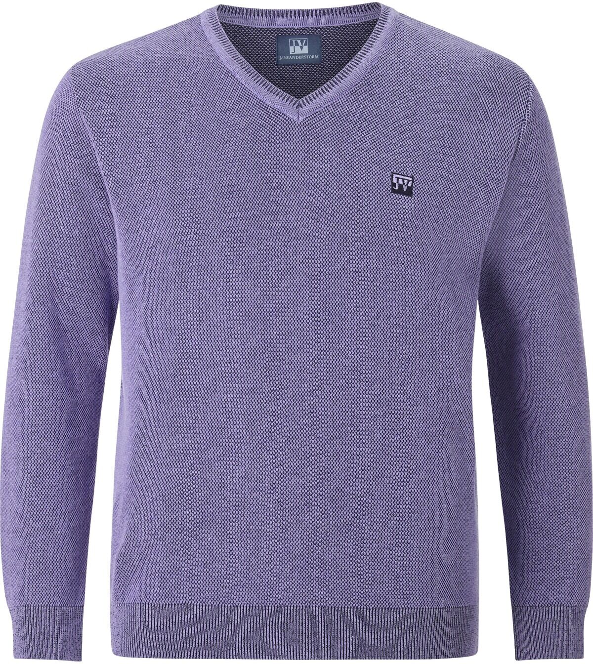 Strickpullover JAN VANDERSTORM "Pullover KEIMO", Herren, Gr. XL, lila (helllila melange), unifarben, normal, V-Ausschnitt, Pullover Strickpullover