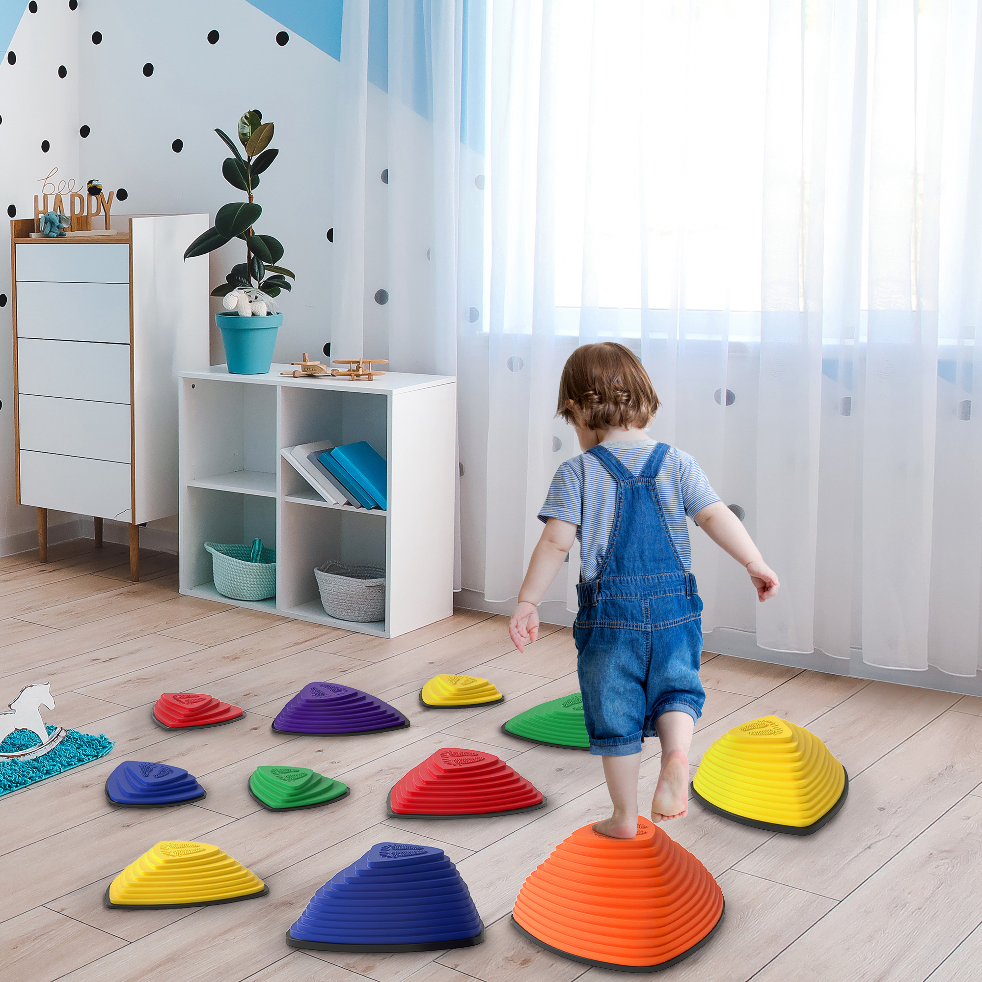 Aiyaplay Set di 11 Trittsteine, Design antiscivolo, per interni & esterni, impilabile, Colorato   Aosom Italy