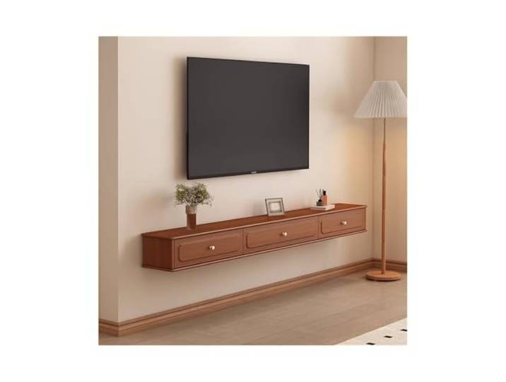 Vfs8dQ5kt Medieneinheit Schwimmender TV-Ständer for Unter-TV-Entertainment-Center mit Stauraum(160x24x20cm)