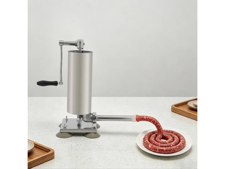 Machine à farcir les saucisses manuelle en acier inoxydable 3L, verticale, avec 4 tubes en acier et 7 tubes en PE, pour usage domestique, couleur argent