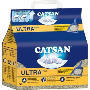 Catsan Katzenstreu ULTRA Plus Klumpstreu, aus Ton, klumpend, geruchsbindend, 5 Liter