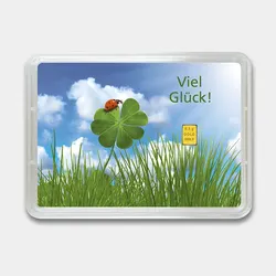 Goldbarren 0,5g "Viel Glück/Kleeblatt" (Flip)
