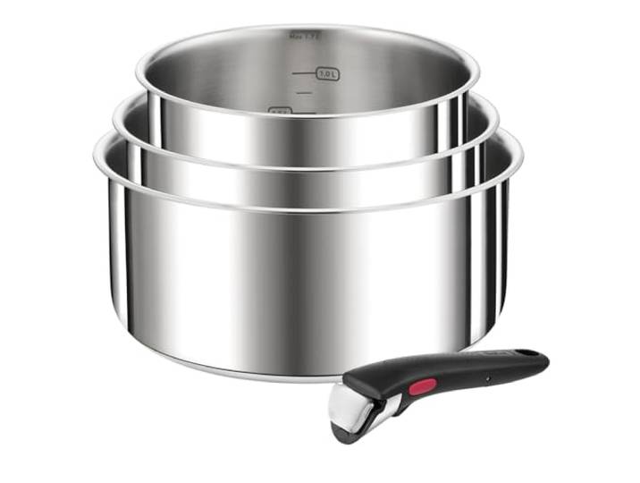 Tefal Ingenio Preference 4-teiliges Topfset Induktion, 16, 18, 20cm mit Griff, stapelbar, platzsparend, hochwertiger Edelstahl, für alle Herdarten geeignet, L898S4