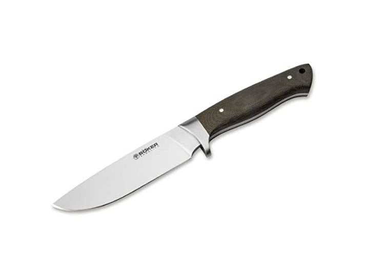 BÖKER ARGENTINA Hunter Micarta - Jagdmesser feststehend mit 12,5 cm Klinge Profi Outdoor-Messer mit Lederscheide schwarz - Fulltang Messer mit Micarta Griff grün - Survival-Messer in Geschenk-Box
