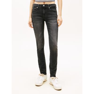 Skinny-fit-Jeans TOMMY JEANS "SOPHIE LW SKN", Damen, Gr. 32, Länge 32, denim schwarz1, Denim/Jeans, Obermaterial: 99% Baumwolle, 1% Elasthan, unifarben, skinny fit knöchellang, Jeans, mit Logo-Badge, in Knöchellänge