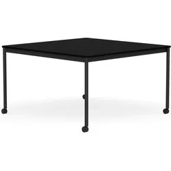 Base Tisch mit Rollen 128 cm quadratisch schwarz laminiertes ABS schwarze Beine