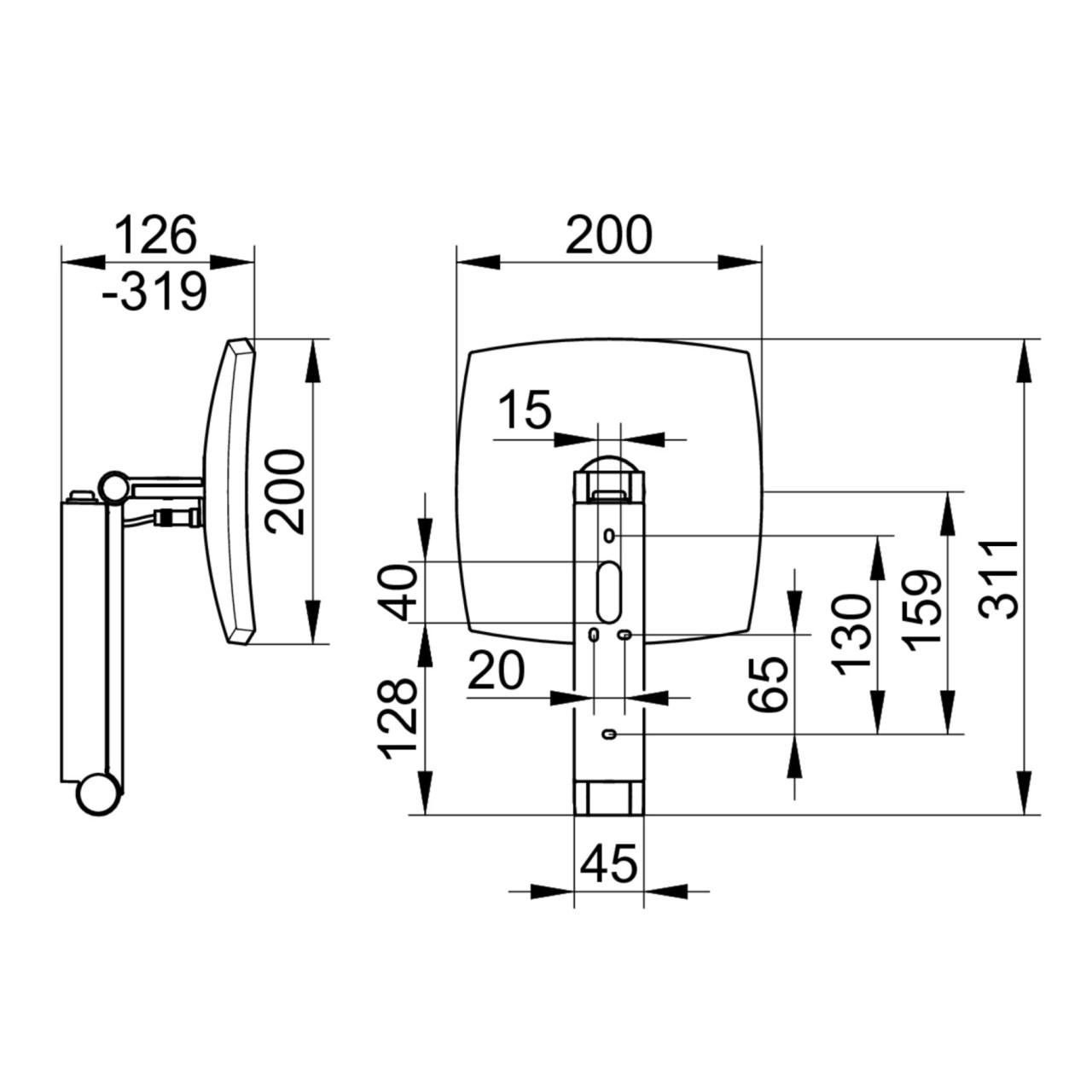 KEUCO iLook_move Wandkosmetikspiegel mit LED-Beleuchtung, Wippschalter und Vergrößerungsfaktor x5, B 17613019004