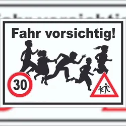 HB-Druck Fahr vorsichtig Aufkleber 30 km/h Aufkleber A0 (841x1189mm)