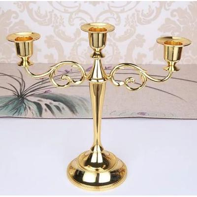 Uplift Essentials Retro 3 Arm Metal Candelabra golden