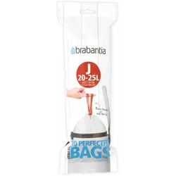 Brabantia Müllbeutel PerfectFit, Abfallbeutel, Beutel, Codierung J, Weiß, 23 L, 20 Stück, 115585
