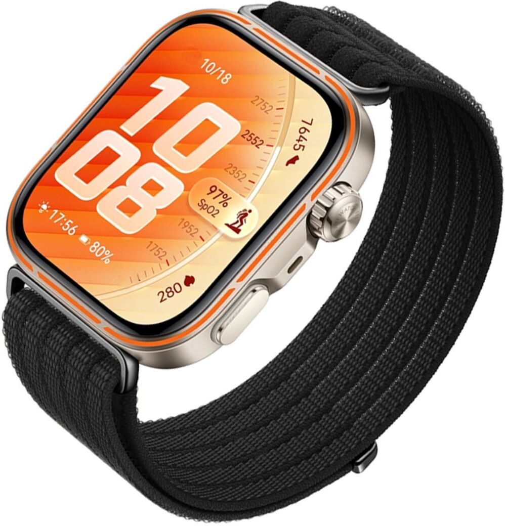 INF Metallnieten-Steppung Cloud-Feel atmungsaktives Nylon-Schlaufenarmband kompatibel mit Huawei Fit-Serie Smartwatch Schwarz