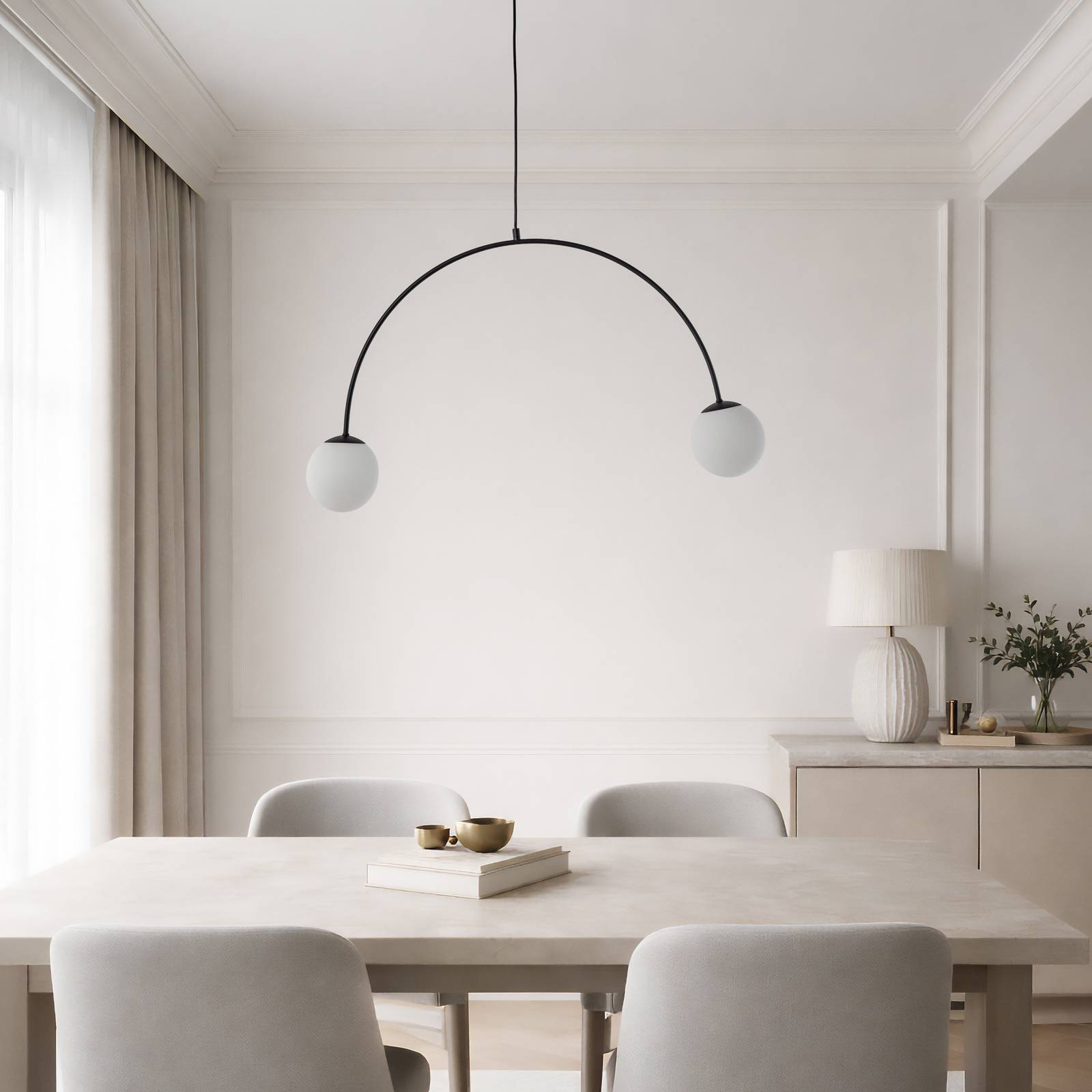 Glas Hängelampe Nova Domiluce, dimmbar, schwarz, für Wohn- / Esszimmer, Metall, Modern, Pendelleuchte