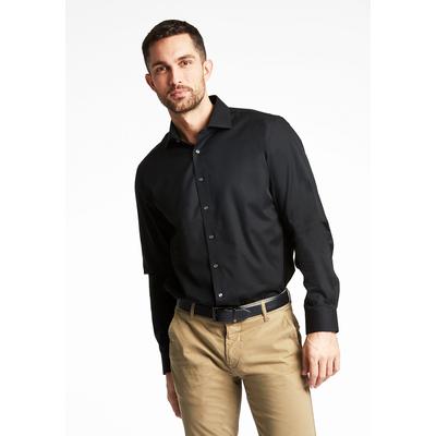 Businesshemd LINDBERGH "Technisches Hemd (Langarm) Modern Fit", Herren, Gr. S, Normalgrößen, schwarz, Obermaterial: 100% Baumwolle, Hemden