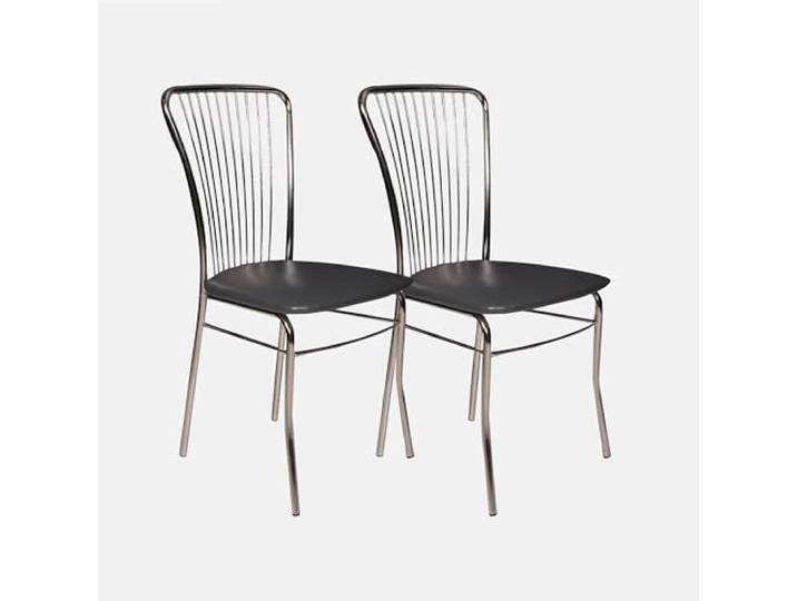 Dmora - Arnedo Stuhl, Set mit 2 modernen Stühlen mit Kunstlederbezug, Gestell aus verchromtem Metall, 54 x 45 x 93 cm, Anthrazit