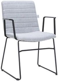 LeisureMod Zylar Modern Ergonomic Sled Base Guest Office Chair with Arms, Powder Coated Frame